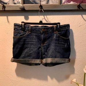 Mossimo boyfriend  distressed Dark wash jean shorts